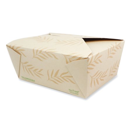 WORLD CENTRIC No Tree Folded Takeout Containers, 95 oz, 6.5 x 8.7 x 3.5, Natural, Sugarcane, 160PK TO-NT-4